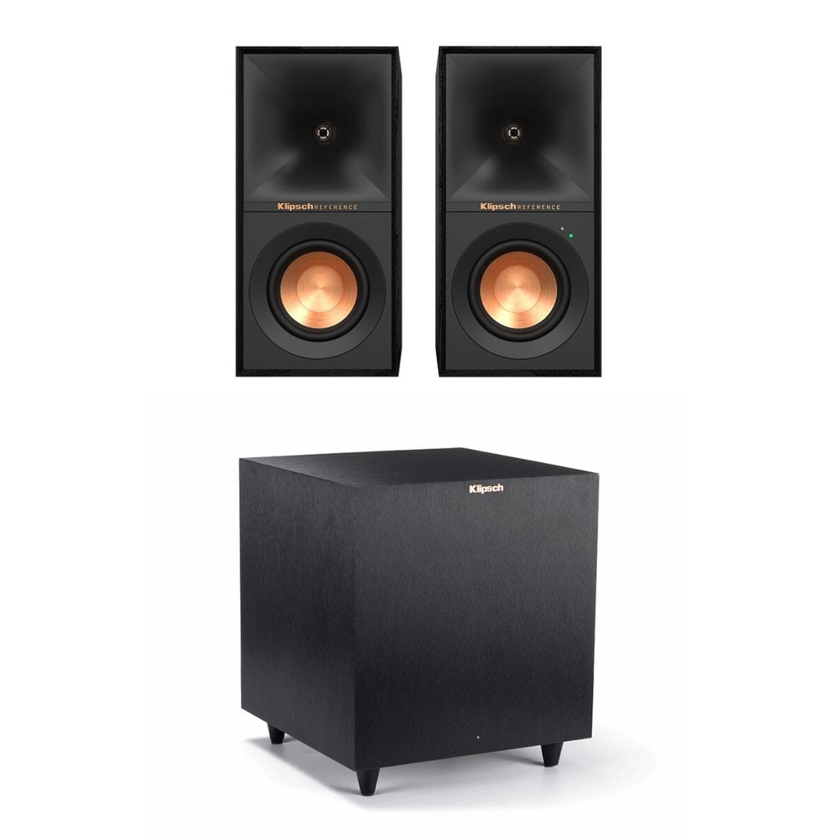 Klipsch R-40PM Active Bookshelf Speakers + R-8SW Subwoofer - K&B Audio