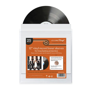 Legend Vinyl 12″ Paper Inner Record Sleeves with HDPE Bag lining - Pack of 25 - White - K&B Audio