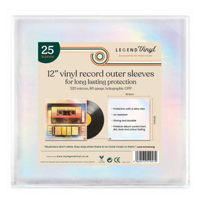 Legend Vinyl 12″ Vinyl Record Outer Sleeves – Retro Holographic Effect - Pack of 25 - K&B Audio