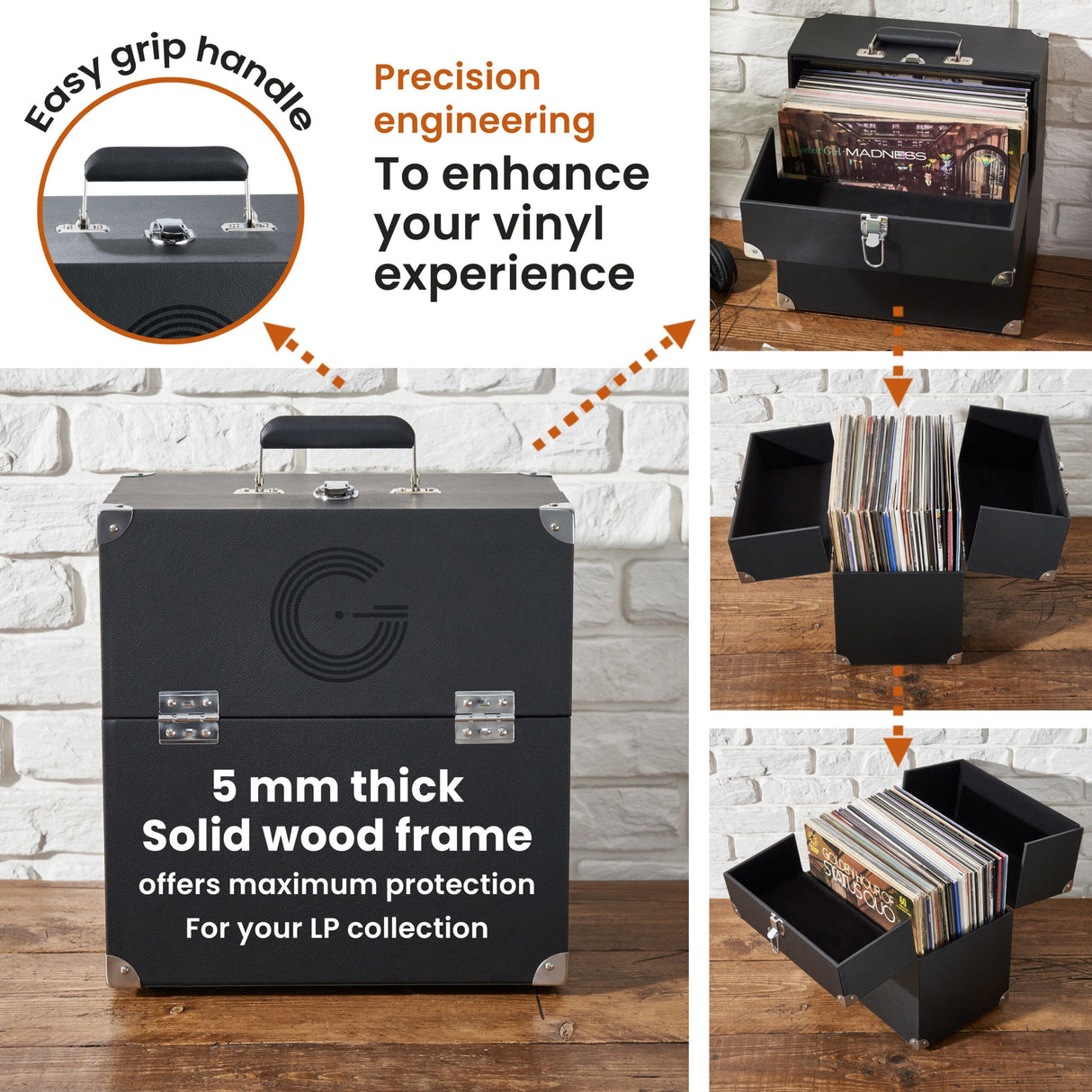 Legend Vinyl LP Storage Case With Double Hinged Flaps - K&B Audio