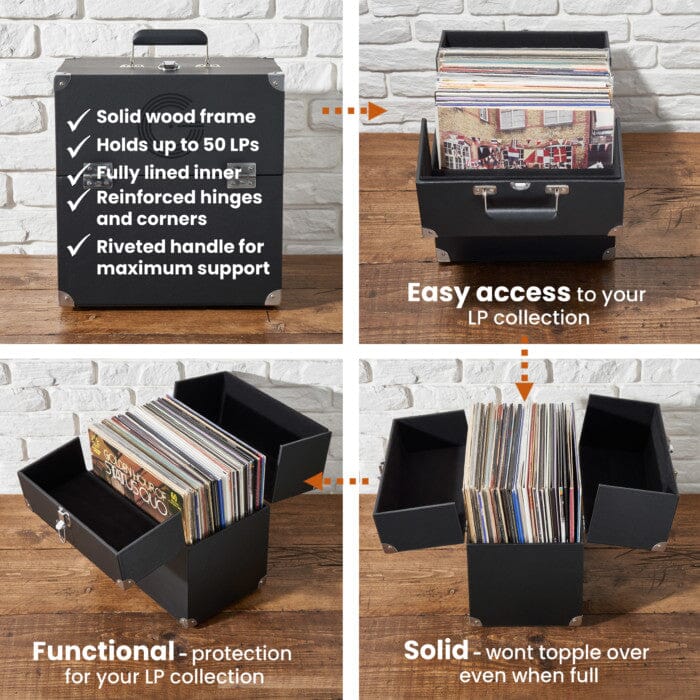 Legend Vinyl LP Storage Case With Double Hinged Flaps - K&B Audio
