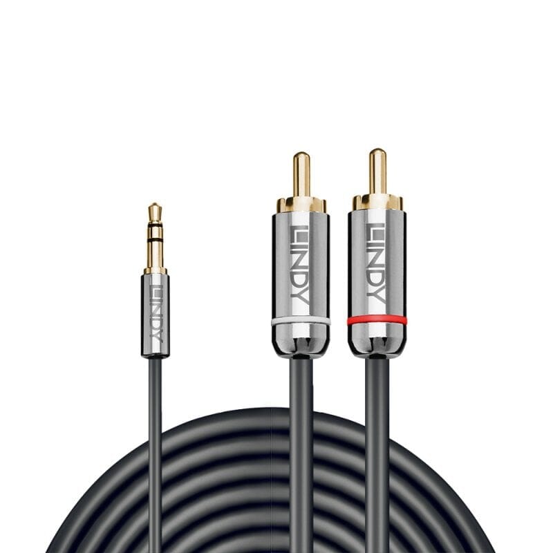 Lindy 35345 Cavo Audio Dual Phono – 1 Metro, Connettori Placcati Oro 24K, Antracite, Senza PVC, Per TV, Hi-Fi, Soundbar