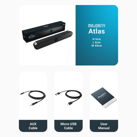 Majority Atlas Bluetooth PC Sound Bar - 20W - Portable - K&B Audio