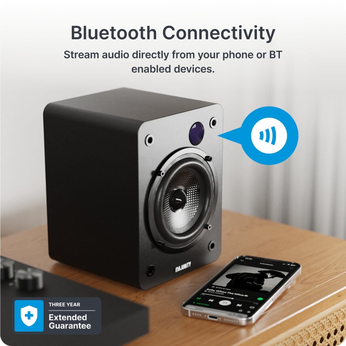 Majority Auto Turntable + D50X Bluetooth Bookshelf Speakers - K&B Audio