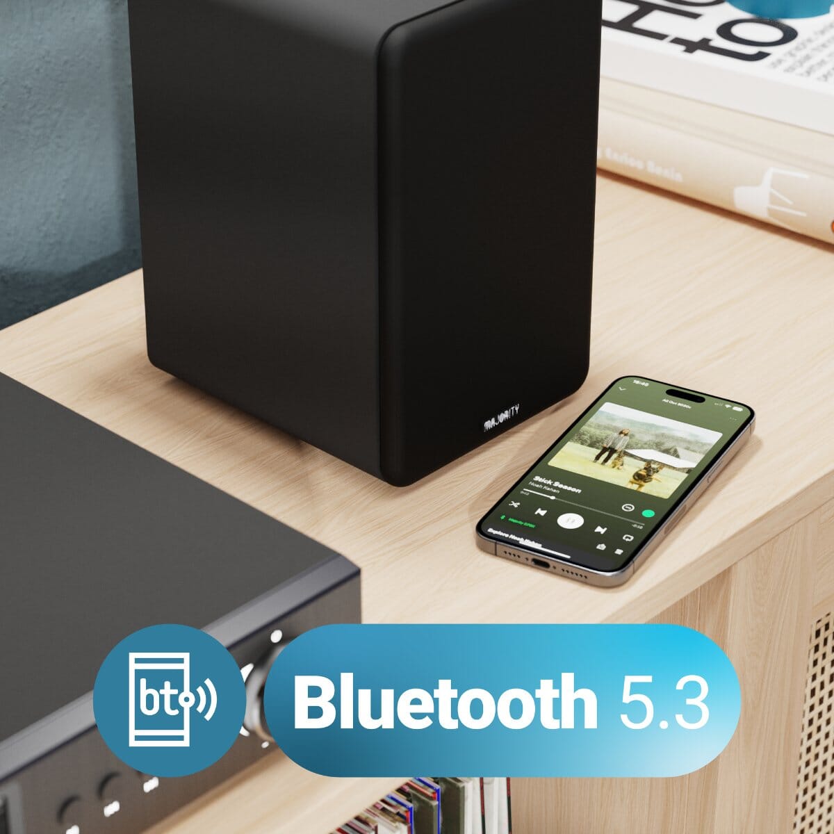 Majority Auto Turntable + D70X Bluetooth Bookshelf Speakers - K&B Audio