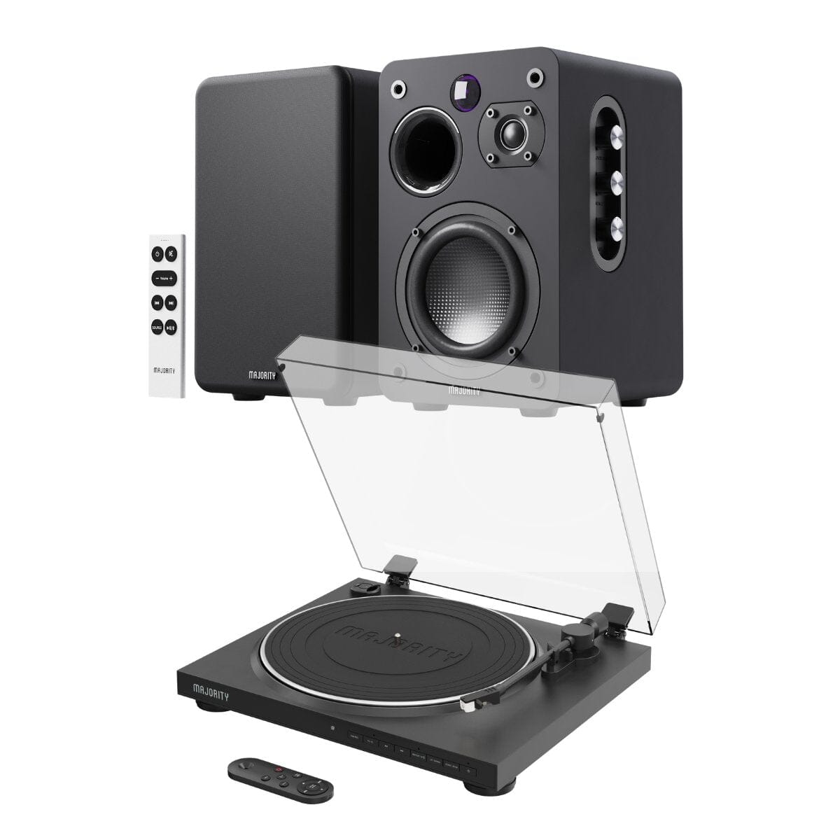 Majority Auto Turntable + D70X Bluetooth Bookshelf Speakers - K&B Audio