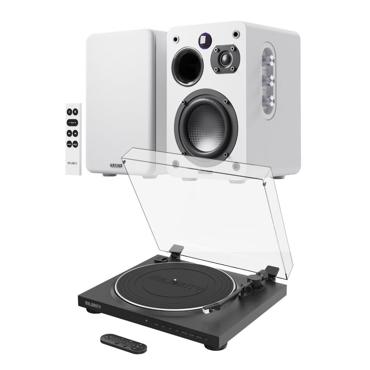 Majority Auto Turntable + D70X Bluetooth Bookshelf Speakers - K&B Audio