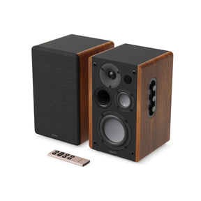 [OPEN BOX] Majority D100 Active Bookshelf Speakers - Bluetooth, HDMI, USB - 100W - K&B Audio