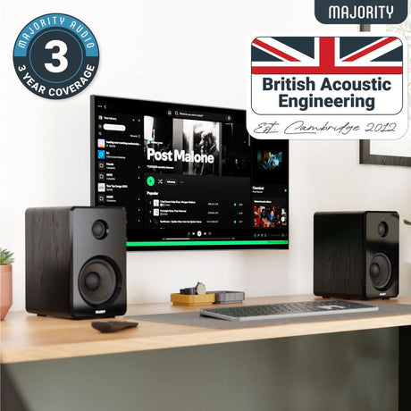 Majority D40 Active Bookshelf Speakers - Bluetooth & USB - 60W Active Speakers Majority 