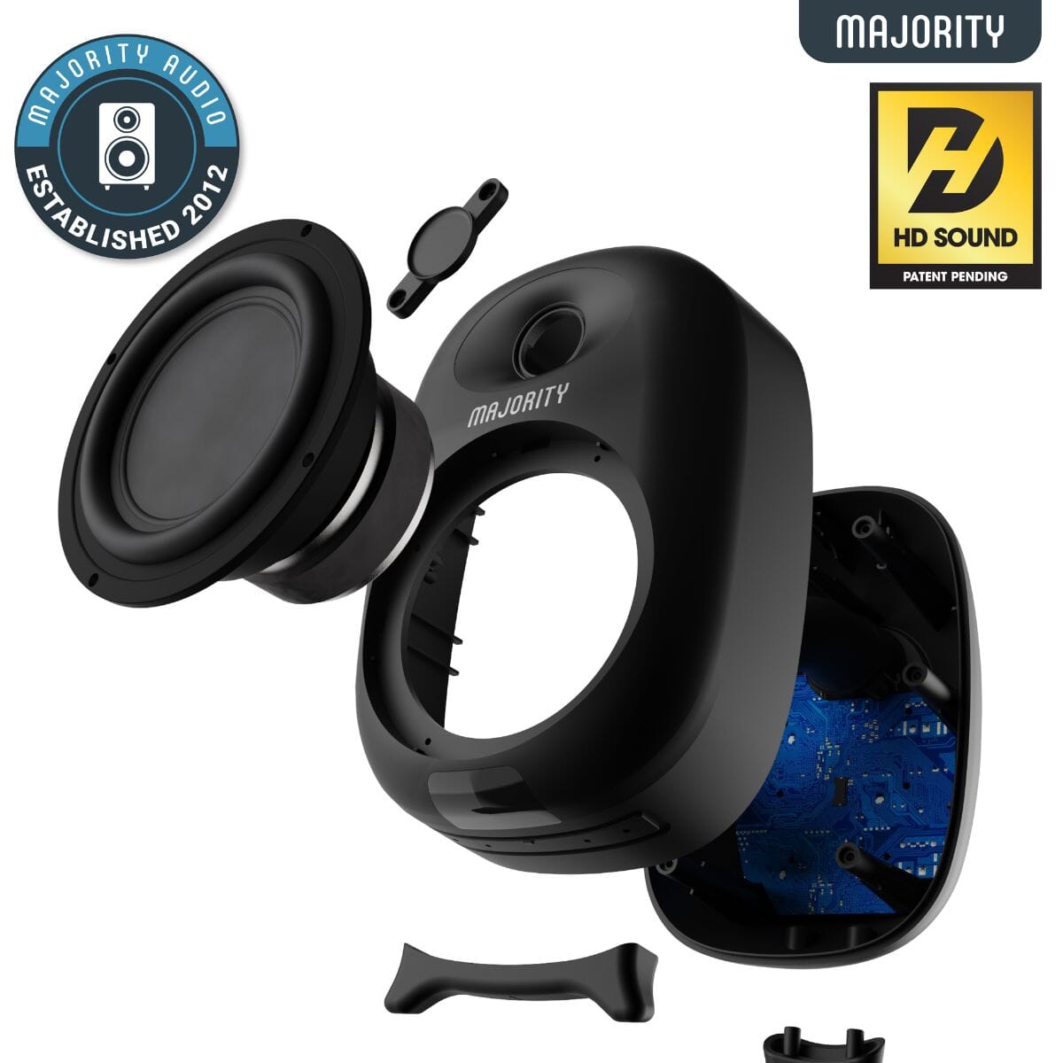 Majority D80 Active Bookshelf Speakers - Bluetooth, HDMI, USB - 80W - K&B Audio