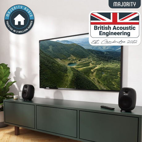 Majority D80 Active Bookshelf Speakers - Bluetooth, HDMI, USB - 80W Active Speakers Majority 