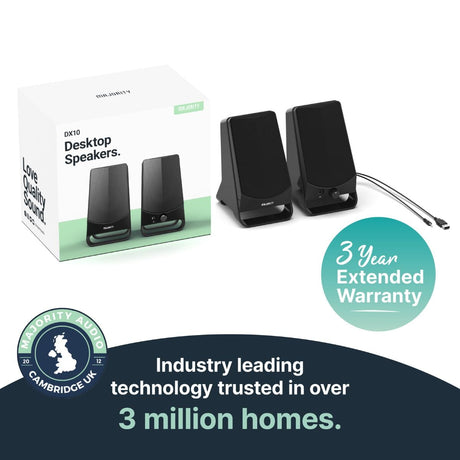 Majority DX10 PC Speakers - USB & AUX - Plug & Play - K&B Audio