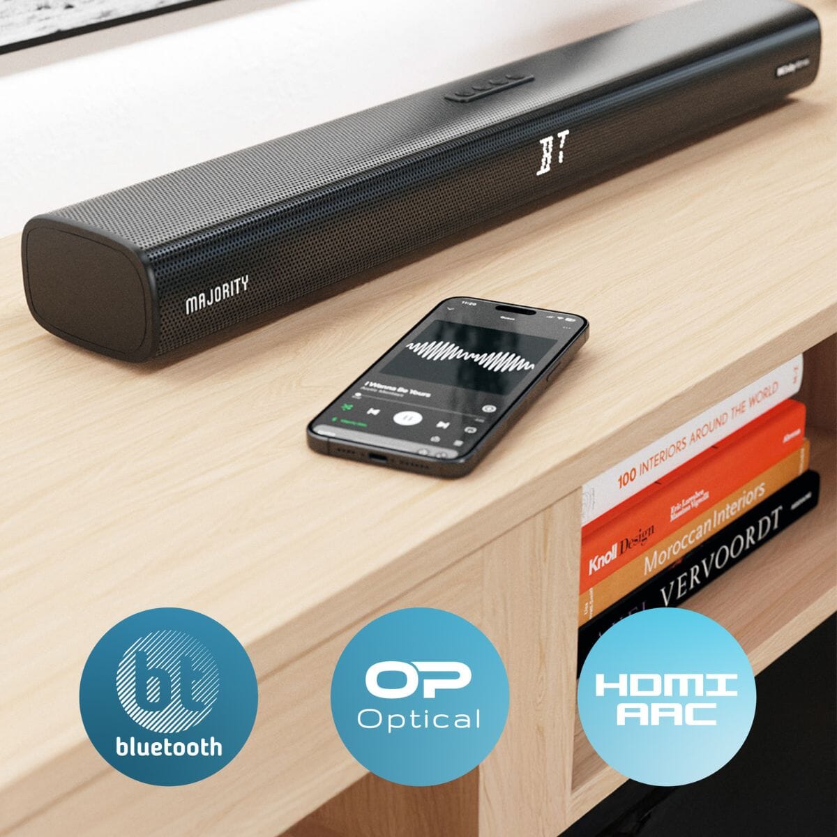 Majority Elias Dolby Atmos Soundbar - 160W - Bluetooth, HDMI - K&B Audio