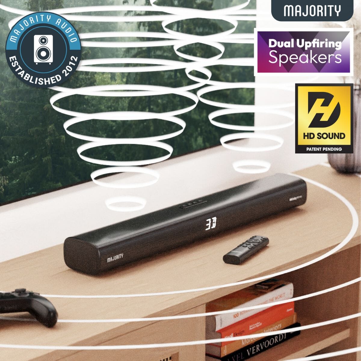 Majority Elias Dolby Atmos Soundbar - 160W - Bluetooth, HDMI - K&B Audio