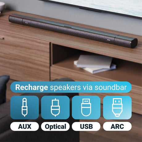 Majority Everest 5.1 Dolby Audio Surround Sound System with Soundbar & Wireless Subwoofer - 300W - Bluetooth, HDMI - K&B Audio