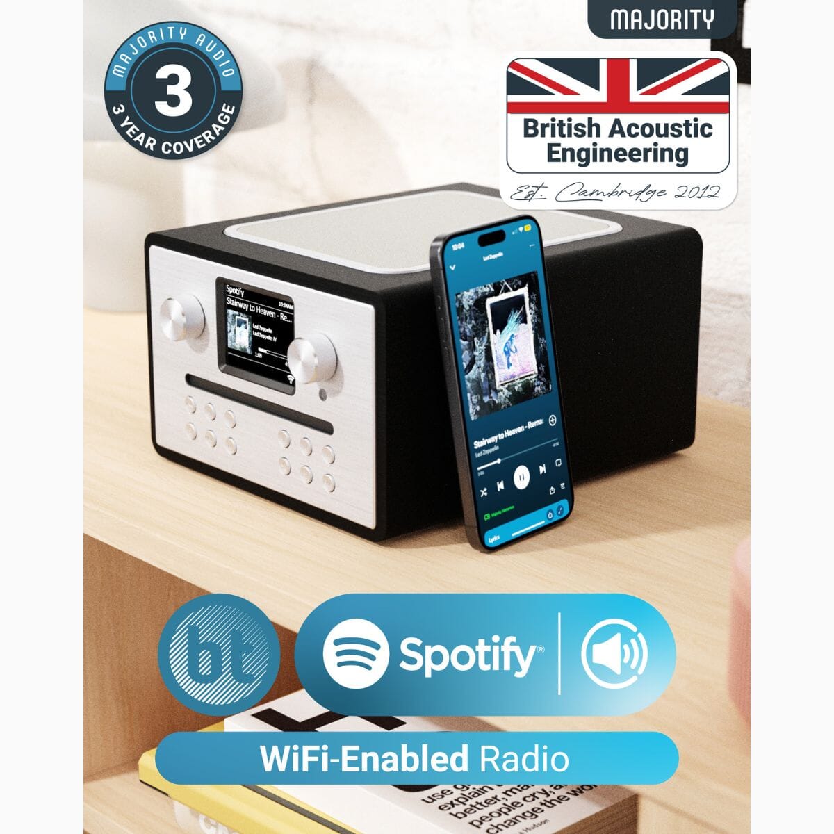 [OPEN BOX] Majority Homerton 2 Internet Radio Music System - Oak - K&B Audio