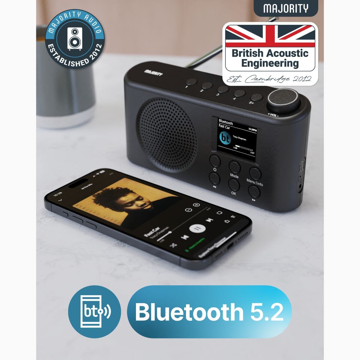 Majority Orwell Pro Portable FM Radio with Bluetooth - K&B Audio