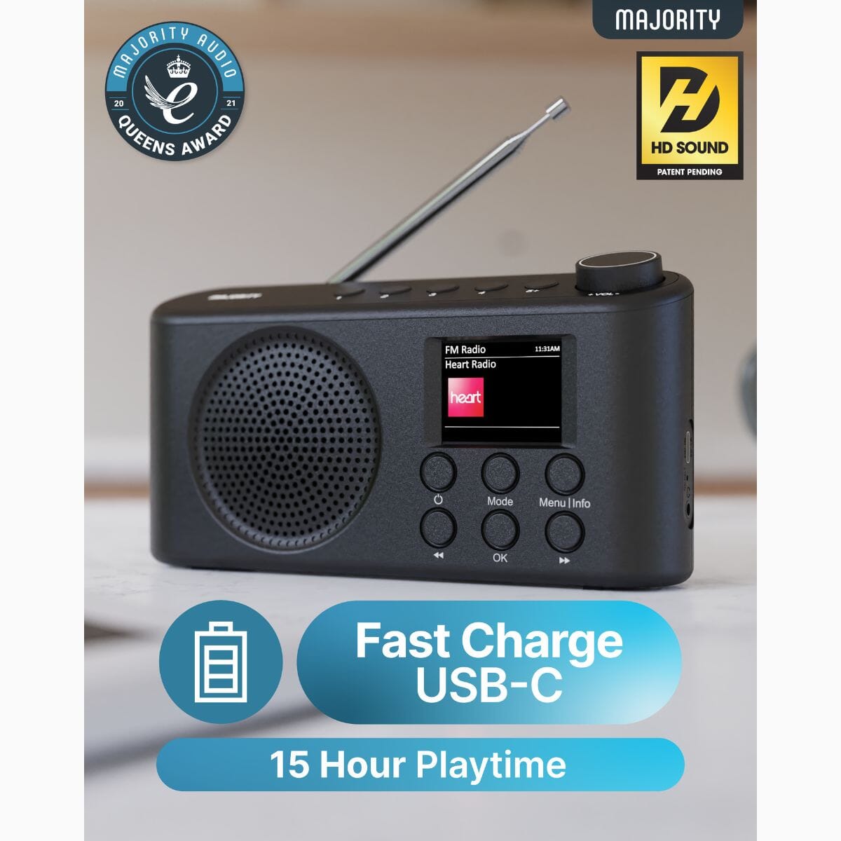 Majority Orwell Pro Portable FM Radio with Bluetooth - K&B Audio