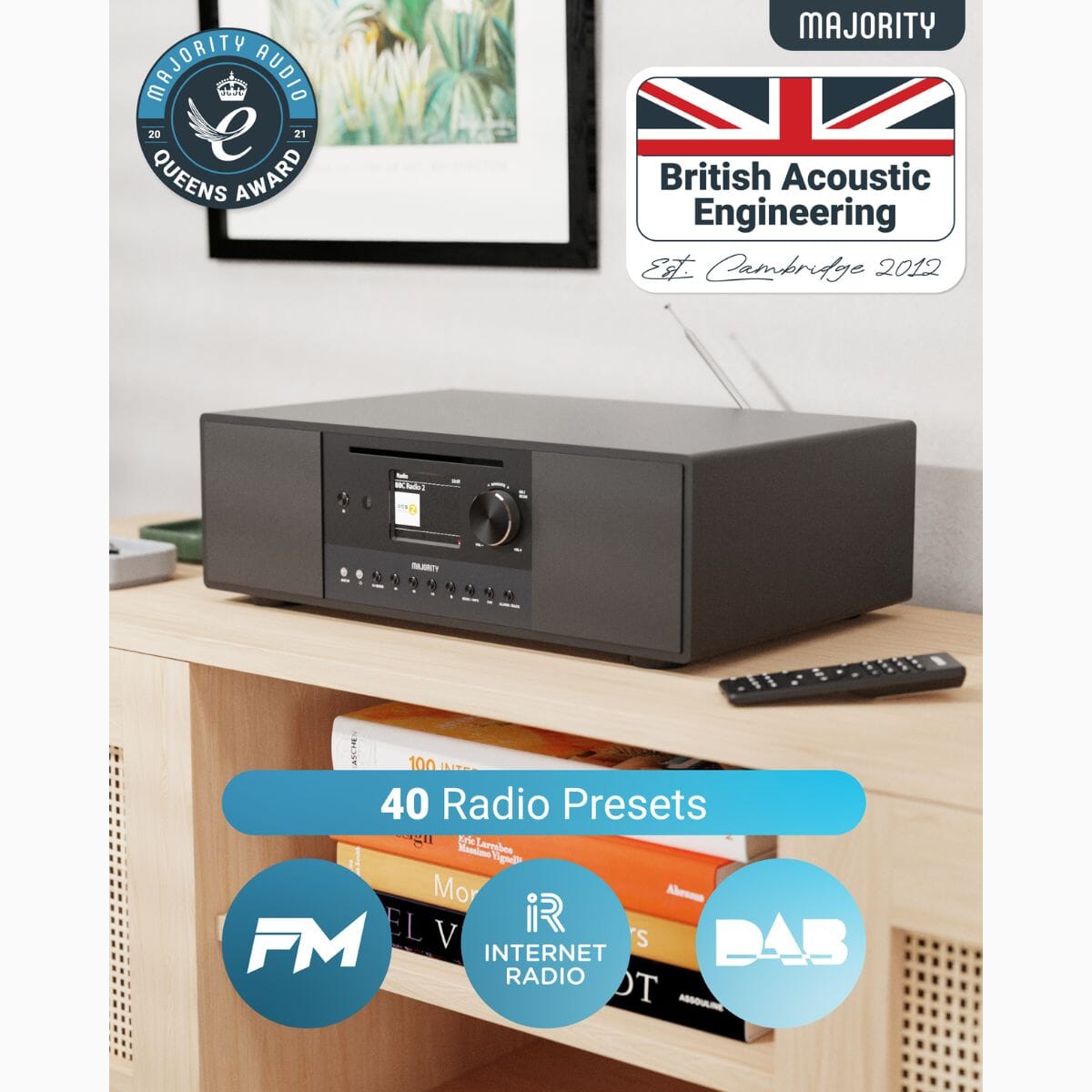 Majority Quadriga Internet Radio Music System with CD Player & Bluetooth - K&B Audio