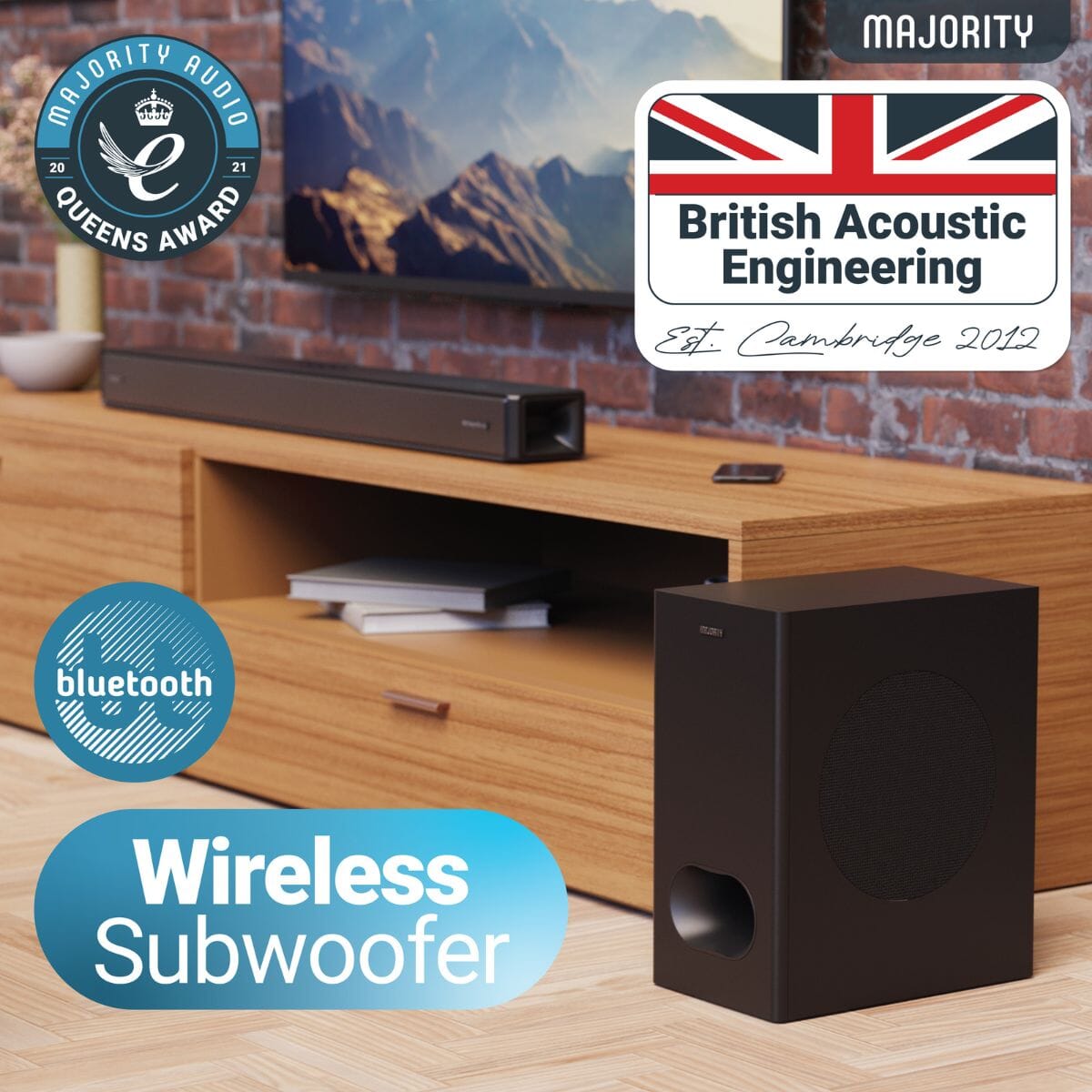 Majority Sierra Plus 2.1.2 Dolby Atmos Soundbar with Wireless Subwoofer - 400W - Bluetooth, HDMI Soundbars Majority 