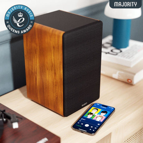 [OPEN BOX] Majority D100 Active Bookshelf Speakers - Bluetooth, HDMI, USB - 100W - K&B Audio