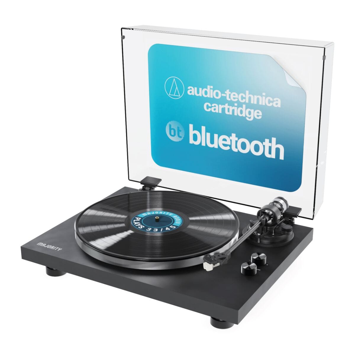 [OPEN BOX] Majority Stylo Bluetooth Turntable - Manual - 2 Speed - K&B Audio