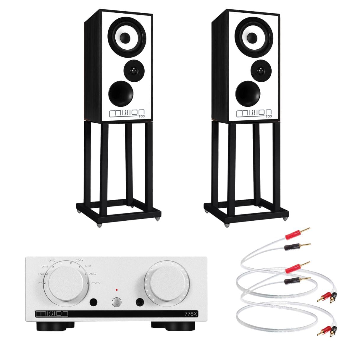 Mission 778X + 700 Bookshelf Speaker Bundle inc. Stands & Cables HiFi Systems Mission Silver Black 