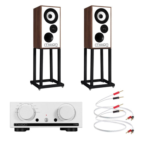 Mission 778X + 700 Bookshelf Speaker Bundle inc. Stands & Cables HiFi Systems Mission Silver Walnut 