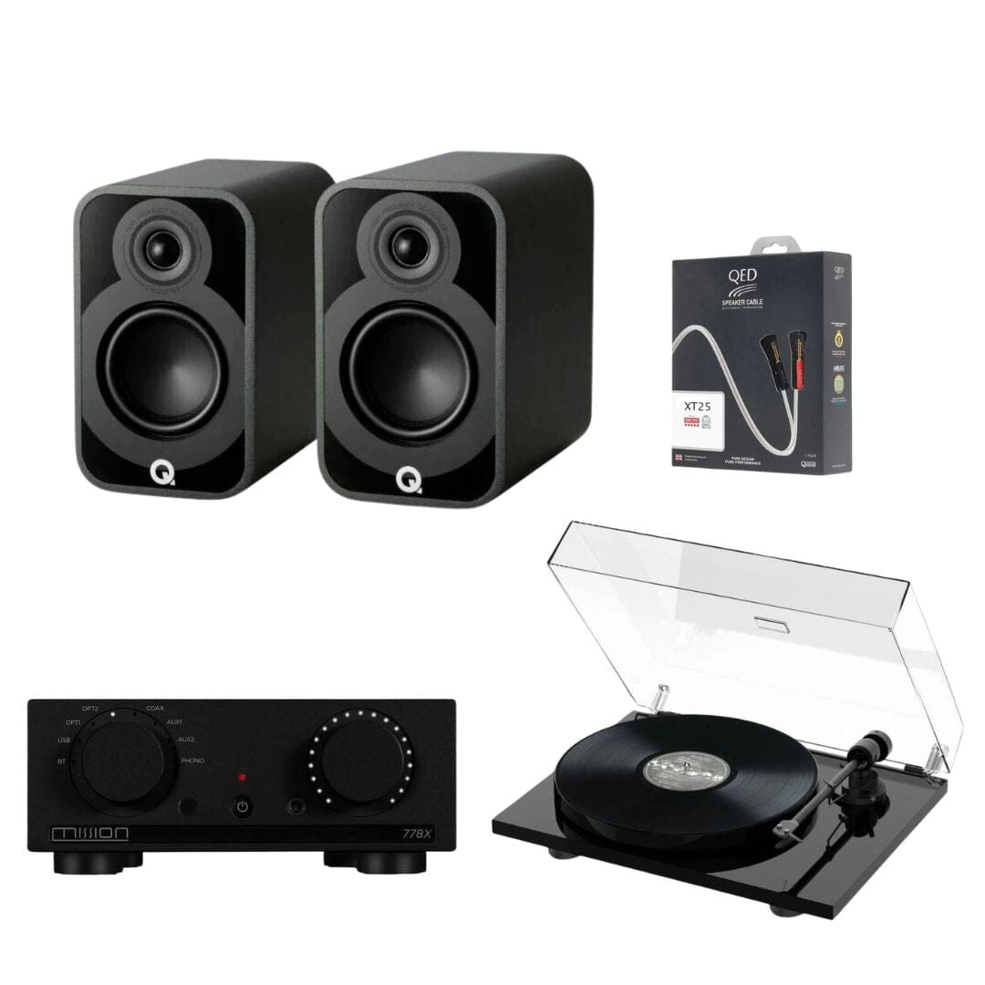 Mission 778X Amplifier, Pro-Ject E1 & Q Acoustics 5010 Bookshelf Speakers - K&B Audio