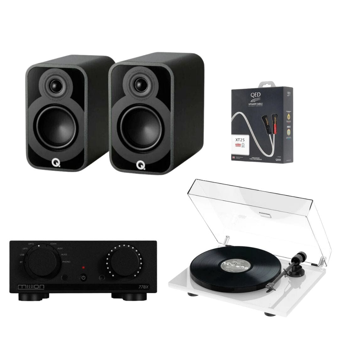 Mission 778X Amplifier, Pro-Ject E1 & Q Acoustics 5010 Bookshelf Speakers - K&B Audio