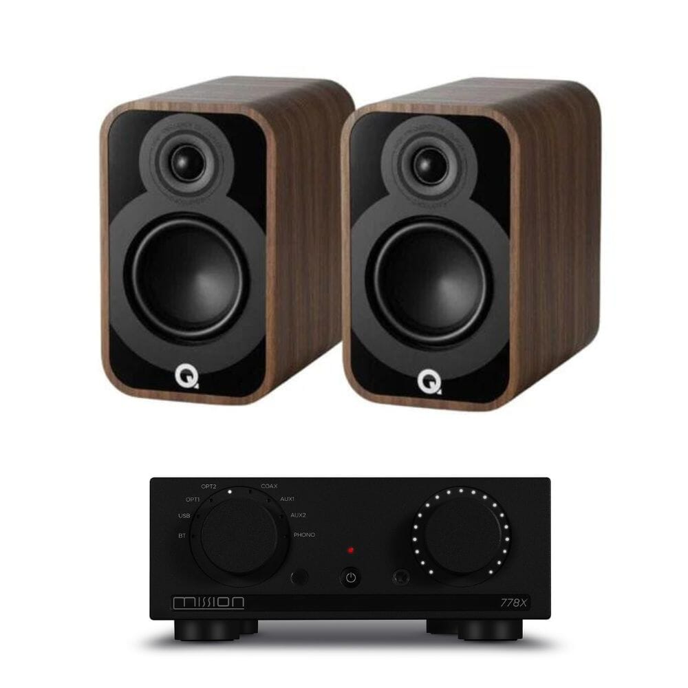 Mission 778X Amplifier + Q Acoustics 5010 HiFi Bookshelf 4" Speaker Bundle HiFi Systems Audiolab Black Rosewood 