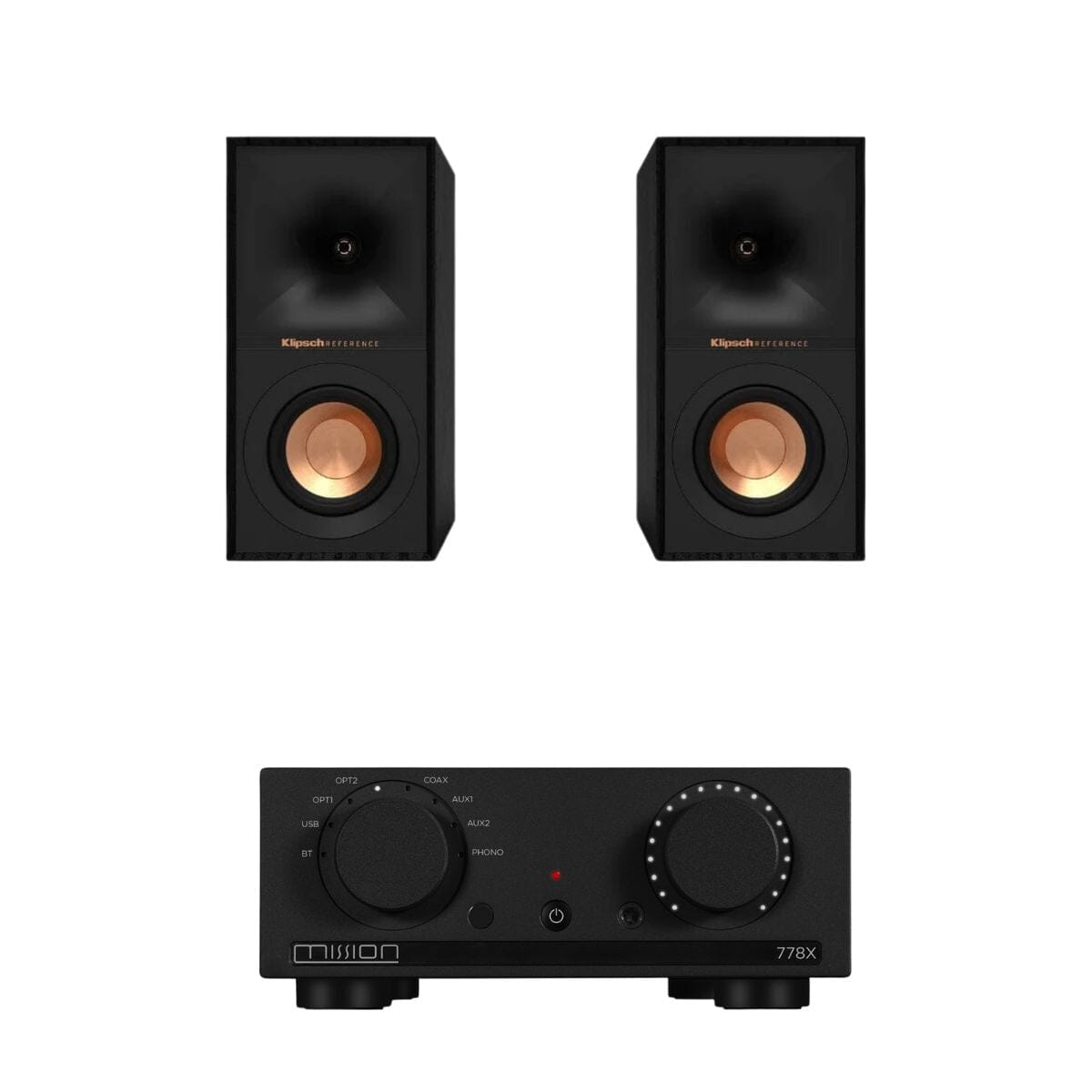 Mission 778X Amplifier + Klipsch R-40M Bookshelf Speakers - K&B Audio