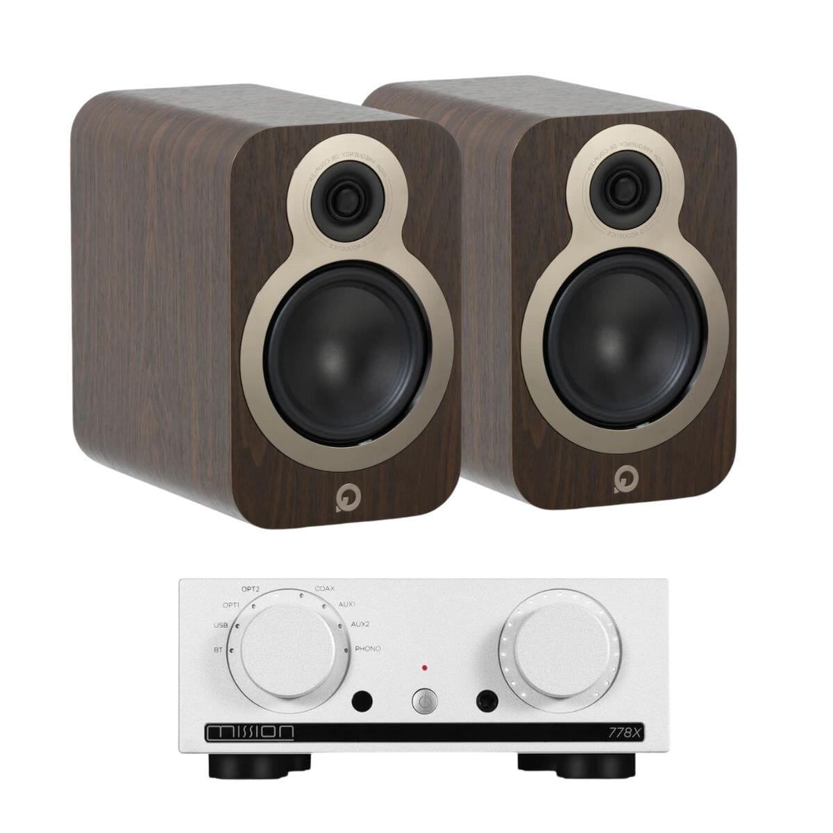 Mission 778X Amplifier + Q Acoustics 3020c Bookshelf Speakers