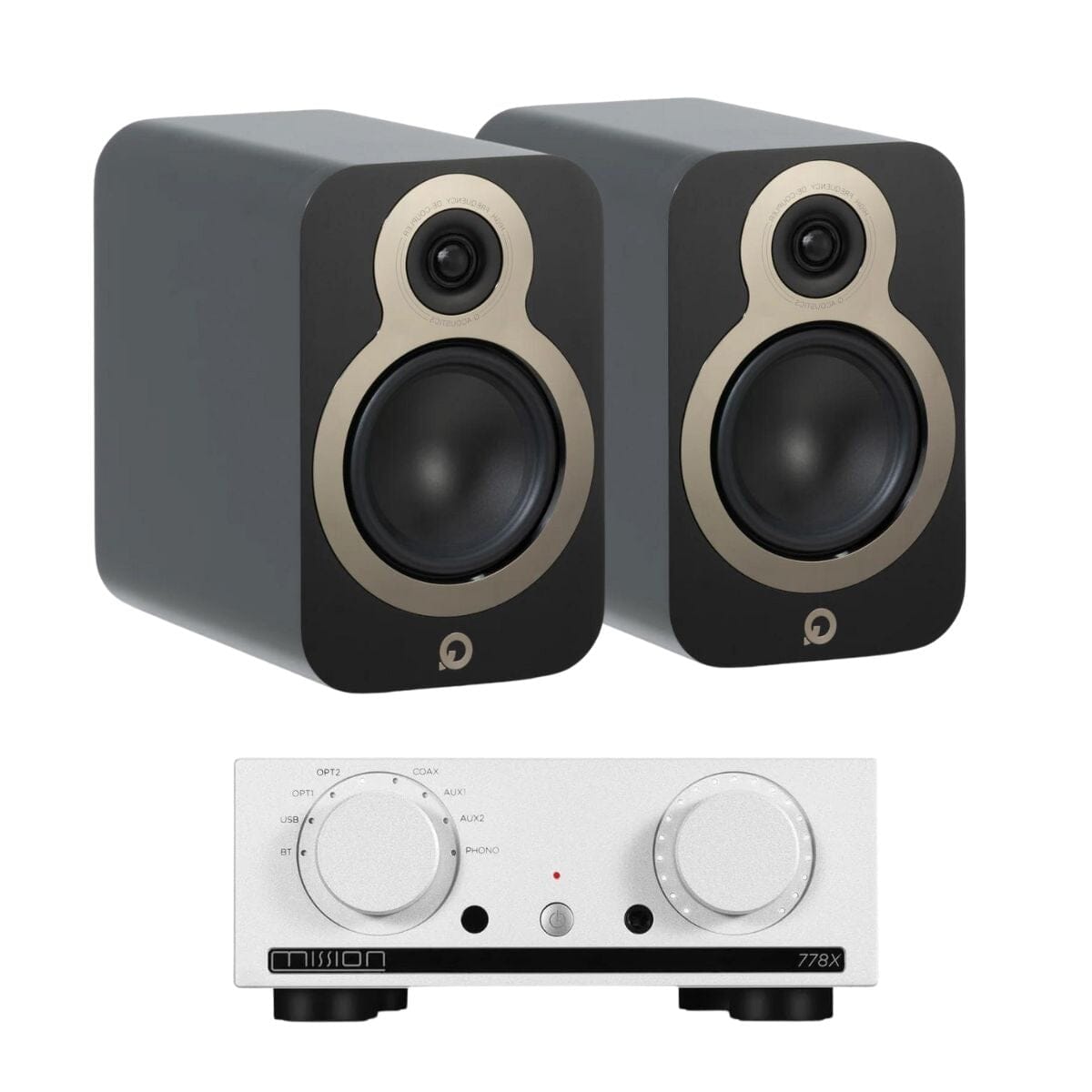 Mission 778X Amplifier + Q Acoustics 3020c Bookshelf Speakers - K&B Audio