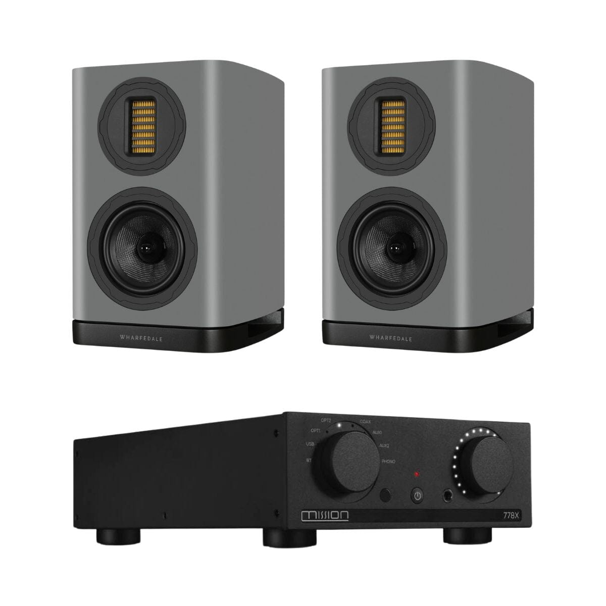 Mission 778X Amplifier + Wharfedale EVO 5.1 Bookshelf Speakers (Pair) - K&B Audio