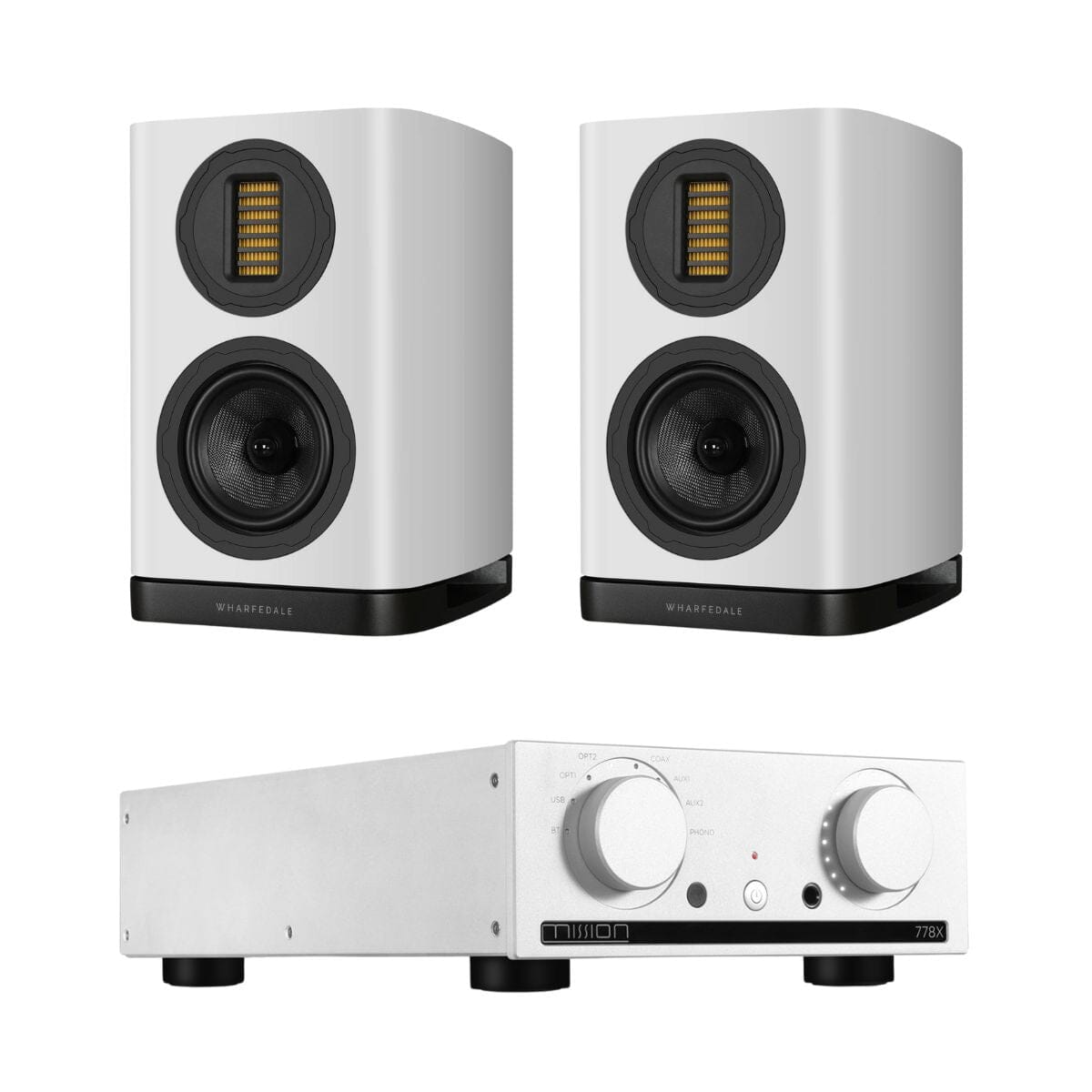 Mission 778X Amplifier + Wharfedale EVO 5.1 Bookshelf Speakers (Pair) - K&B Audio