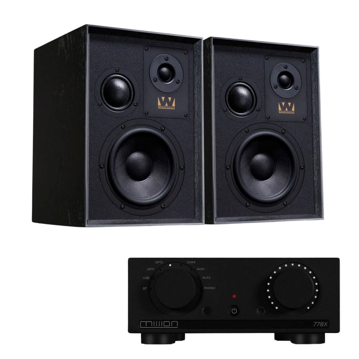 Mission 778X Amplifier + Wharfedale Super Denton Bookshelf Speakers - K&B Audio