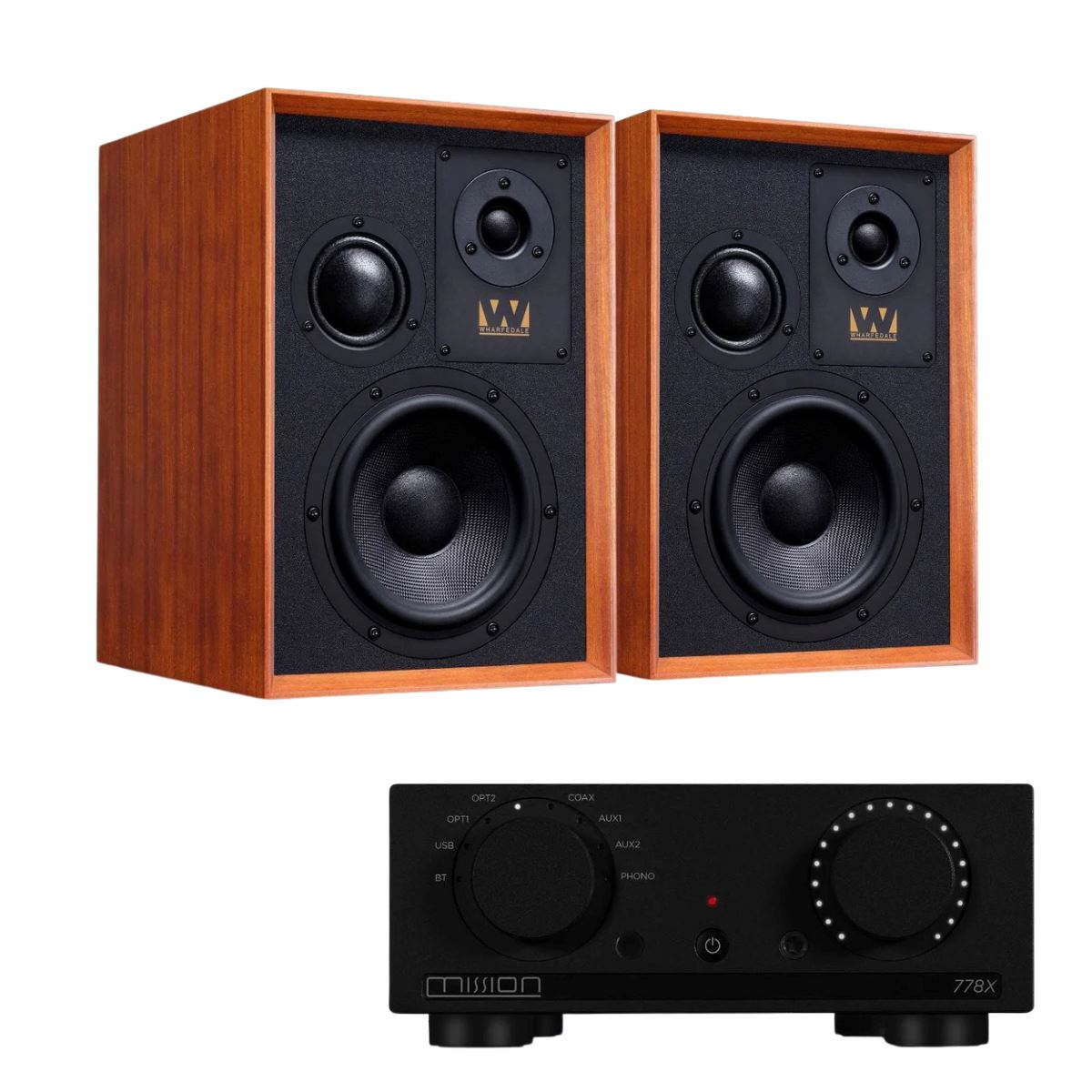 Mission 778X Amplifier + Wharfedale Super Denton Bookshelf Speakers - K&B Audio