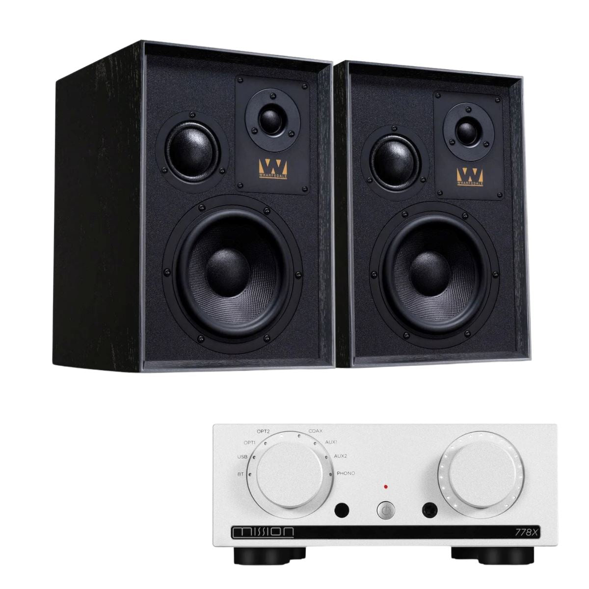 Mission 778X Amplifier + Wharfedale Super Denton Bookshelf Speakers - K&B Audio