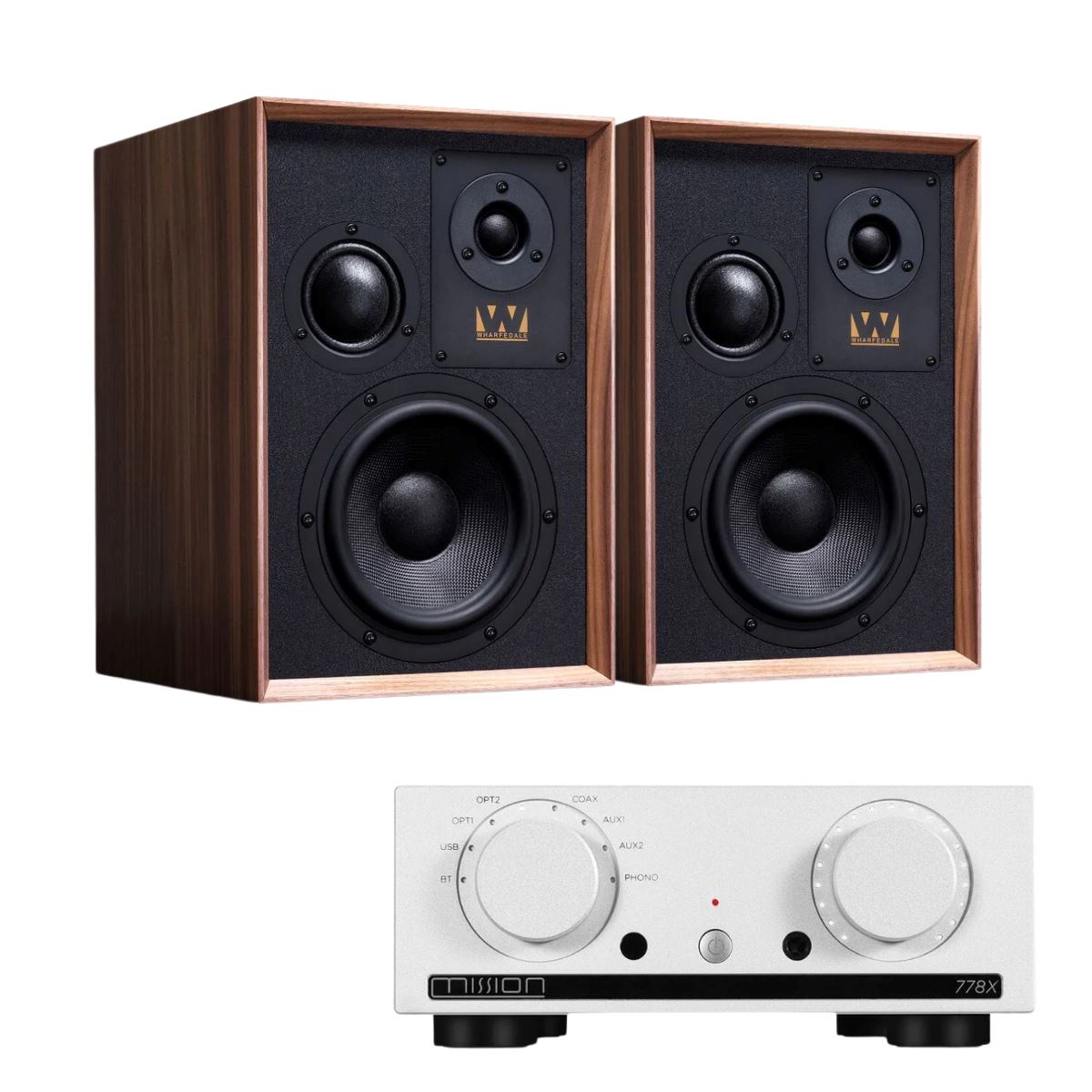 Mission 778X Amplifier + Wharfedale Super Denton Bookshelf Speakers - K&B Audio