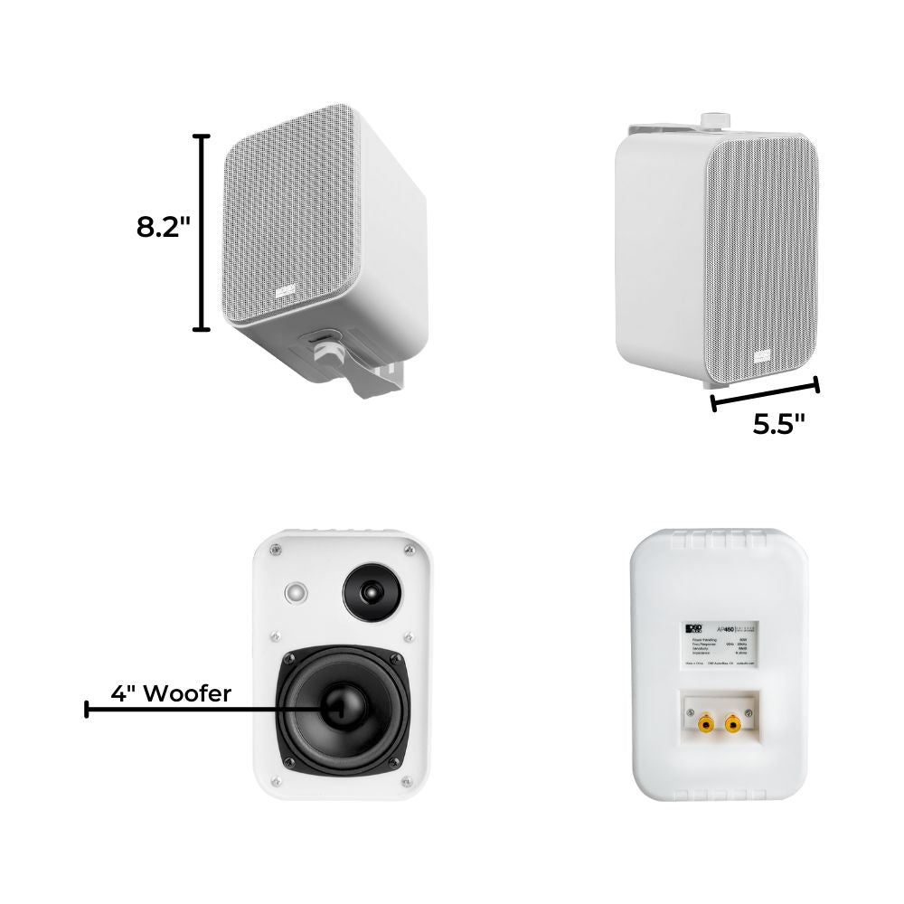 [OPEN BOX] OSD Audio AP450 4" Outdoor Speakers (Pair) - White - K&B Audio
