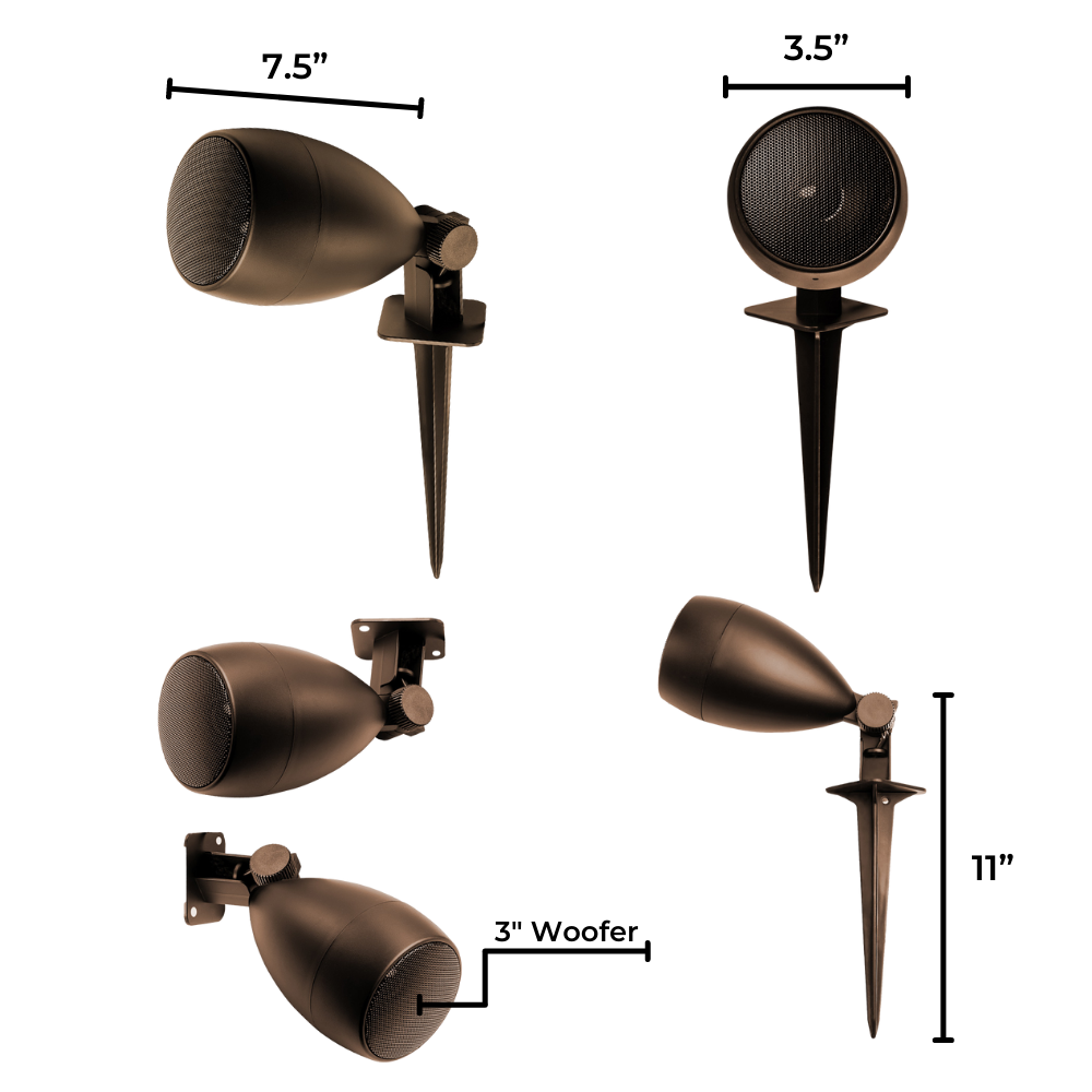 [OPEN BOX] OSD Audio LS3-B 3" Landscape Outdoor Speaker - Bronze (Pair) - K&B Audio