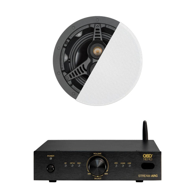 OSD Audio Nero ARC Amplifier + Monitor Audio C165-T2 6.5" Stereo Ceiling Speaker - K&B Audio