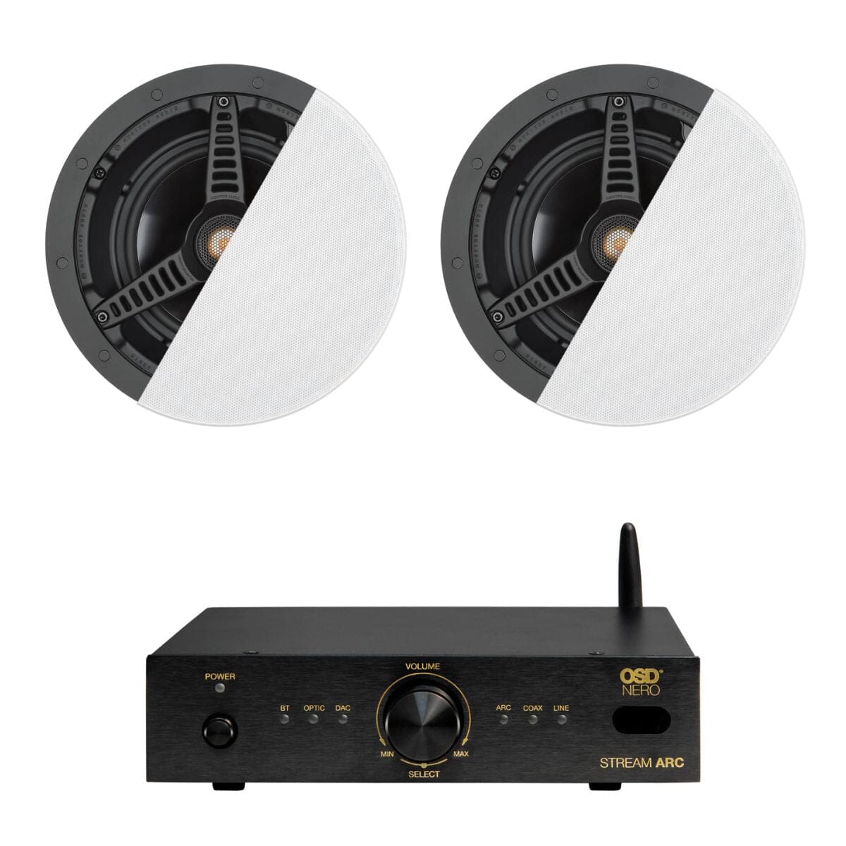 OSD Audio Nero ARC Amplifier + Monitor Audio C180 8" Ceiling Speakers - K&B Audio