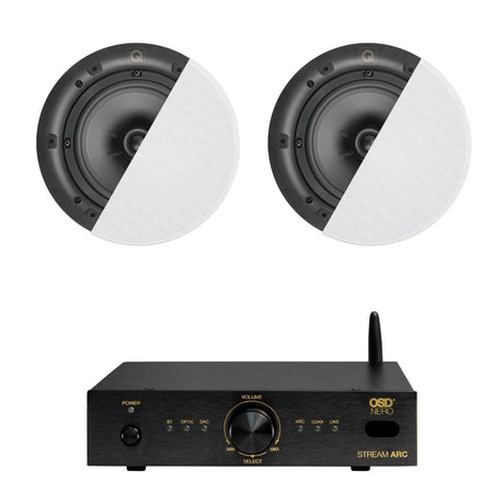 OSD Audio Nero ARC Amplifier + Q Acoustics QI80C 8" Ceiling Speakers In Ceiling Speaker Systems OSD Audio / Q Acoustics One Pair 