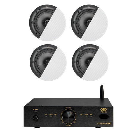 OSD Audio Nero ARC Amplifier + Q Acoustics QI80C 8" Ceiling Speakers In Ceiling Speaker Systems OSD Audio / Q Acoustics Two Pairs 