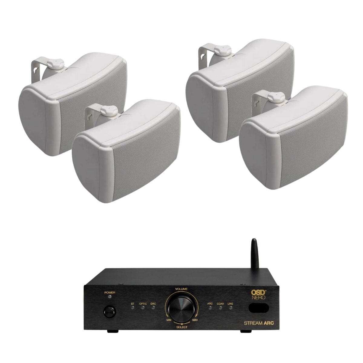 OSD Audio Nero Stream ARC Amplifier + Q Acoustics 4.5" Outdoor Speakers - K&B Audio