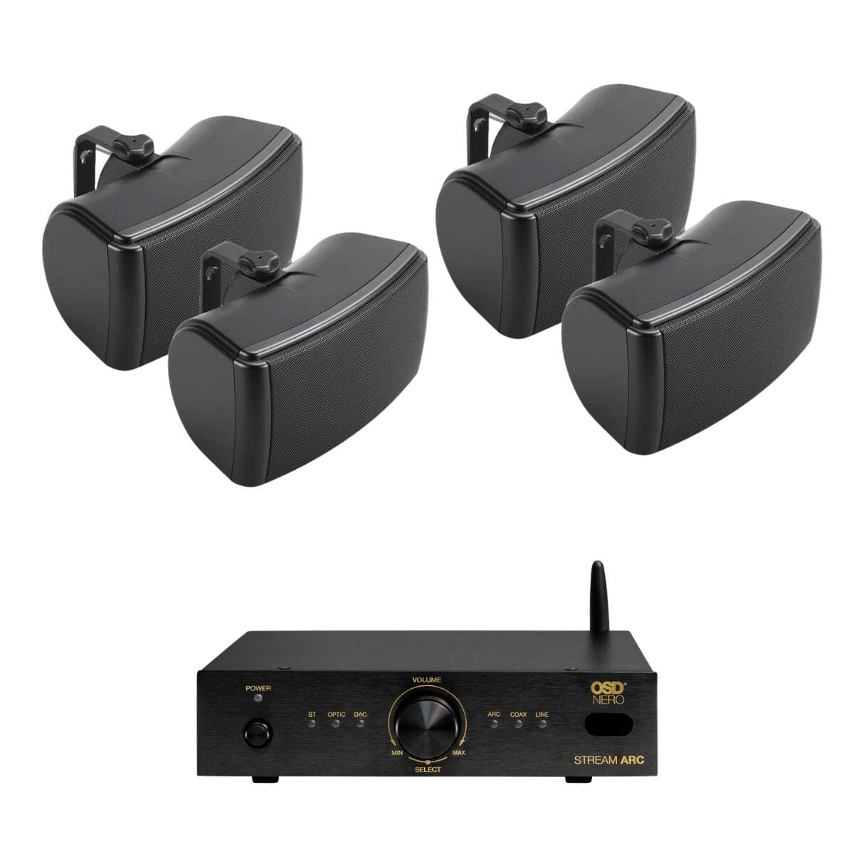 OSD Audio Nero Stream ARC Amplifier + Q Acoustics 4.5" Outdoor Speakers - K&B Audio