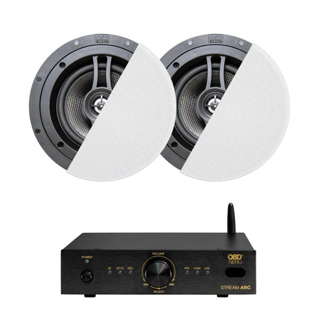 OSD Audio Nero Stream ARC Amplifier + R83 8" Ceiling Speakers In Ceiling Speaker Systems OSD Audio One Pair 