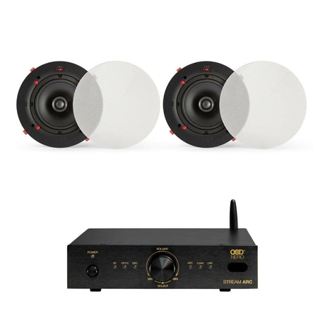 OSD Audio Nero Stream ARC + QI65CWE 6.5" Bathroom Ceiling Speaker System with Bluetooth - K&B Audio